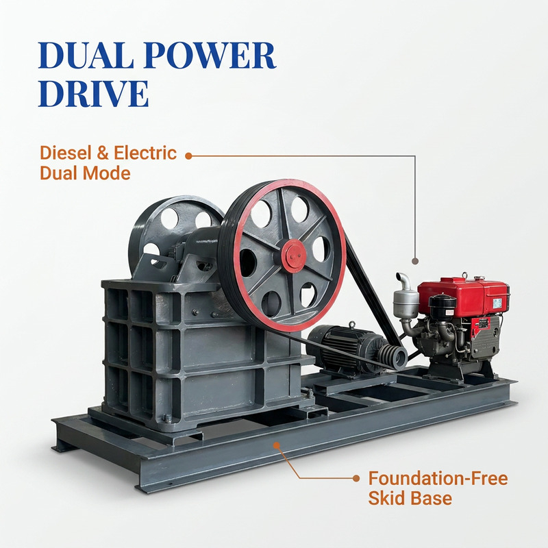 Heavy Equipment Electrical - CE-Certified Dual-Power Diesel-Electric Mobile Jaw Crusher,